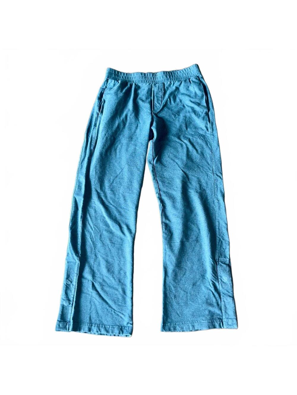 Pact stretch lounge pants m pull on organic cotton teal comfort ankle snaps